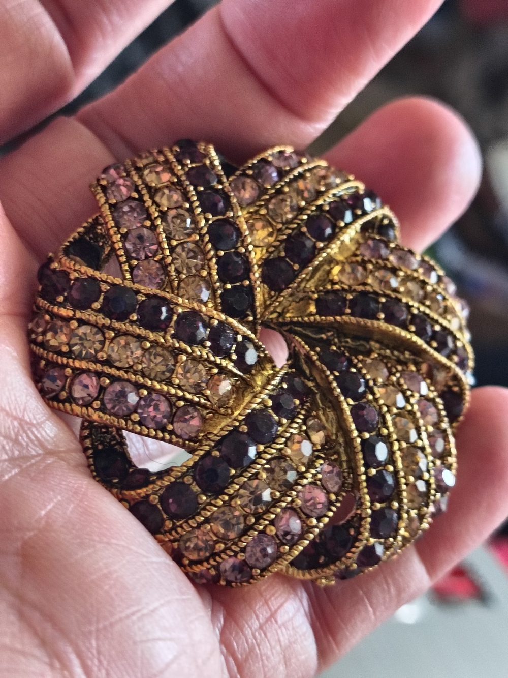 Signed Monet  Vintage Pave Crystal Wreath Brooch